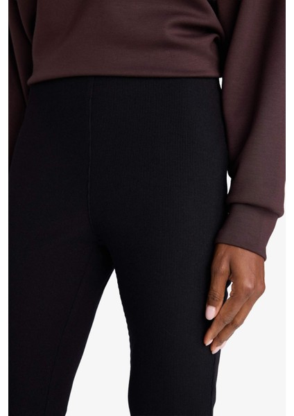 Fit Flare Fit Toparlayıcı Yüksek Bel İspanyol Paça Standart Boy Ribana Sporcu Pantolon F5040AX25WN indirimleri