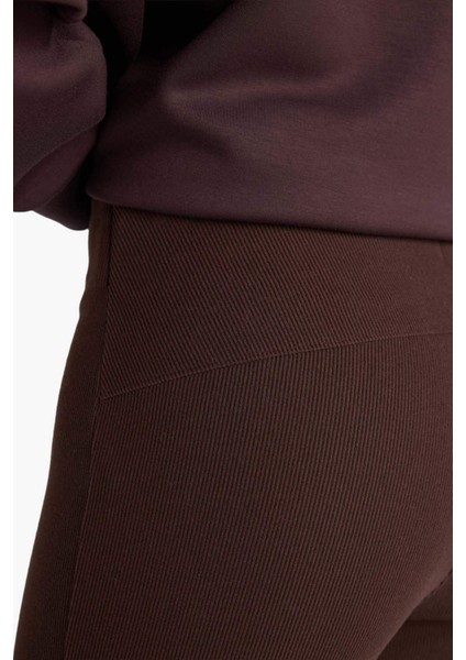 Fit Flare Fit Toparlayıcı Yüksek Bel İspanyol Paça Standart Boy Ribana Sporcu Pantolon F5040AX25WN indirimleri