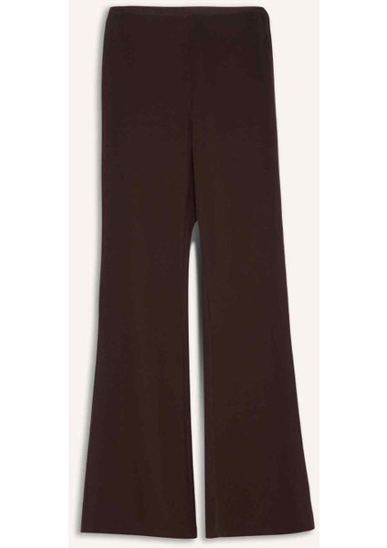 Fit Flare Fit Toparlayıcı Yüksek Bel İspanyol Paça Standart Boy Ribana Sporcu Pantolon F5040AX25WN