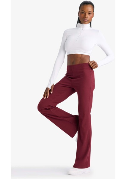 Fit Flare Fit Toparlayıcı Yüksek Bel İspanyol Paça Standart Boy Ribana Sporcu Pantolon F5040AX25WN