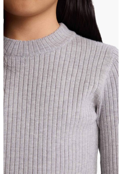 Kız Çocuk Fitted Bisiklet Yaka Triko Kazak E9849A825AU