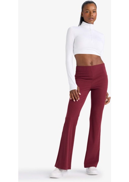Fit Flare Fit Toparlayıcı Yüksek Bel İspanyol Paça Standart Boy Ribana Sporcu Pantolon F5040AX25WN modelleri