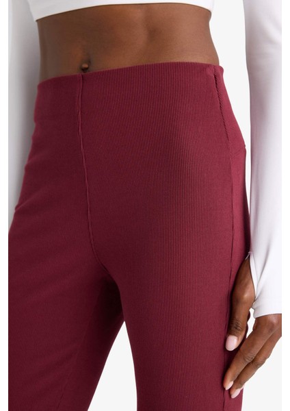 Fit Flare Fit Toparlayıcı Yüksek Bel İspanyol Paça Standart Boy Ribana Sporcu Pantolon F5040AX25WN indirimleri