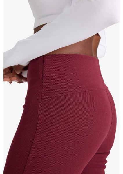 Fit Flare Fit Toparlayıcı Yüksek Bel İspanyol Paça Standart Boy Ribana Sporcu Pantolon F5040AX25WN