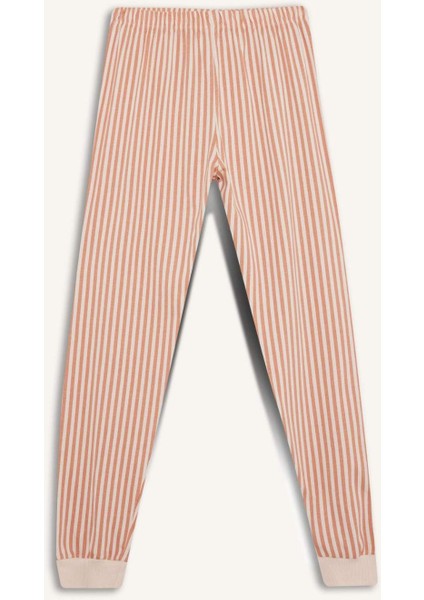 Kız Çocuk Pijama Takımı Baskılı Uzun Kollu Üst Çizgili Uzun Alt F6233A825WN