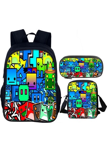 Omuz Çantası Kalem Çantaları ile Yeni Kızgın Geometri Çizgi Çocuk Okulu Sırt Çantası Erkek Kızlar Için Okul Çantaları En Iyi Hediye Rengi: 6 (Yurt Dışından)