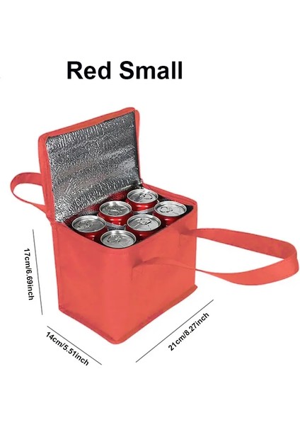 Taşınabilir Öğle Yemeği Soğutucu Çanta Katlanır Yalıtım Piknik Buz Paketi Gıda Termal Torba Içecek Taşıyıcı Yalıtımlı Torba Bira Teslim Torbası Renk: 132A-KIRMIZI Küçük (Yurt Dışından)