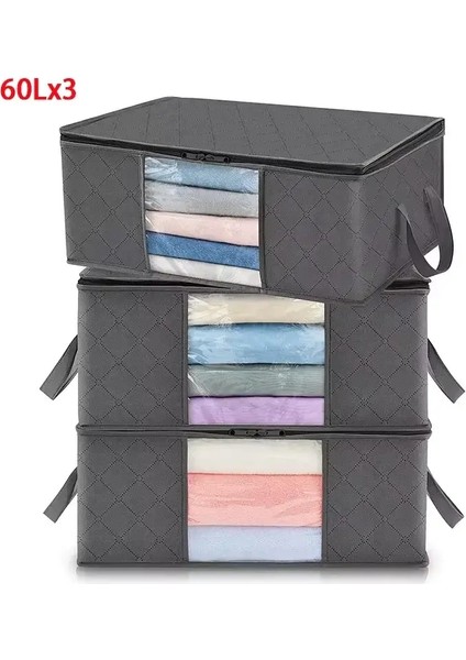 1/3pc Büyük Kapasiteli Giysiler Depolama Çantası Katlanabilir Battaniye Depo Çantaları Depolama Kapları Yatak Odası Dolap Giysileri Düzenleme Renk: 3pcs 60L (Yurt Dışından)