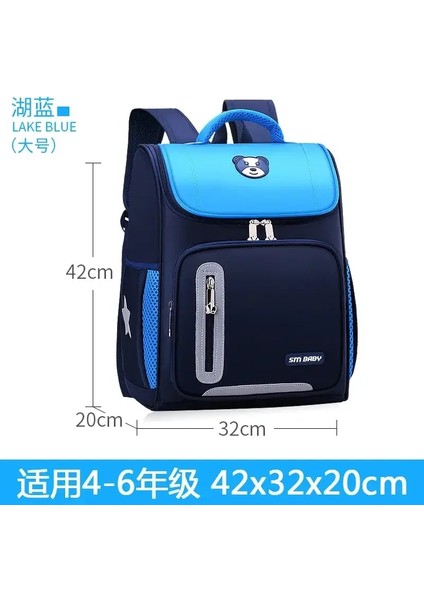 Çocuklar Sırt Çantası Büyük Kapasiteli Erkek Kız Ilköğretim Okul Çantası Genç Öğrenciler Omuz Çantası Omurga Koruma Yük Azaltma Renk: Göl-Mavisi-L (Yurt Dışından)