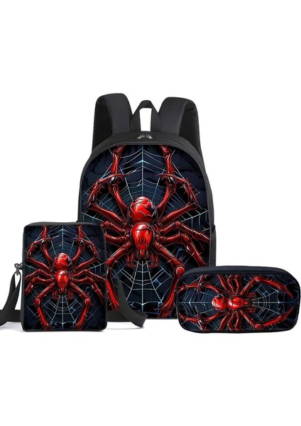 3 Adet Set Kırmızı Örümcek Messenger Çantası, Kalem Çantası, Erkek ve Kızlar Için Okul Çantaları En Iyi Hediyeler 3D Karikatür Okul Sırt Çantası Childrencolor Için: Brown (Yurt Dışından)