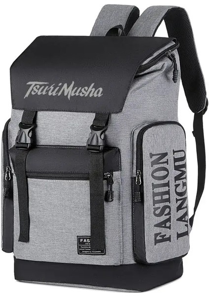 Japonya Tsurimusha Balıkçılık Cazibesi Çanta Erkekler Balıkçı Çubuk Kutusu Sırt Çantası Çok Fonksiyonlu Açık Seyahat Yürüyüş Kamp Omuz Sırt Çapkısı: Siyah (Yurt Dışından)