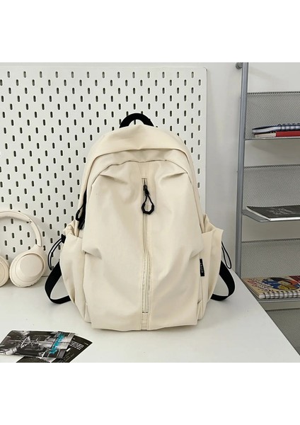 Vintage Schoolbags Yeni Düz Renk Orta ve Lise Öğrenci Sırt Çantaları Büyük Kapasiteli Suya Dalı Günlük Renk: Beyaz/boyut: 15 Inç (Yurt Dışından)