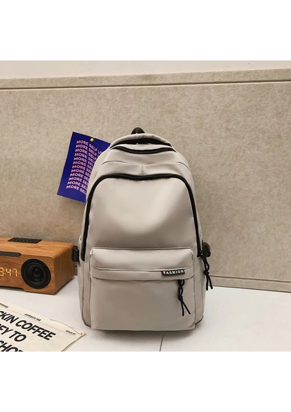 Lise Öğrencileri Için Büyük Kapasiteli Düz Renkli Sırt Çantası, Ortaokul Öğrencileri Için Basit Siyah Seyahat Sırt Çantası Renk: Gri (Yurt Dışından)