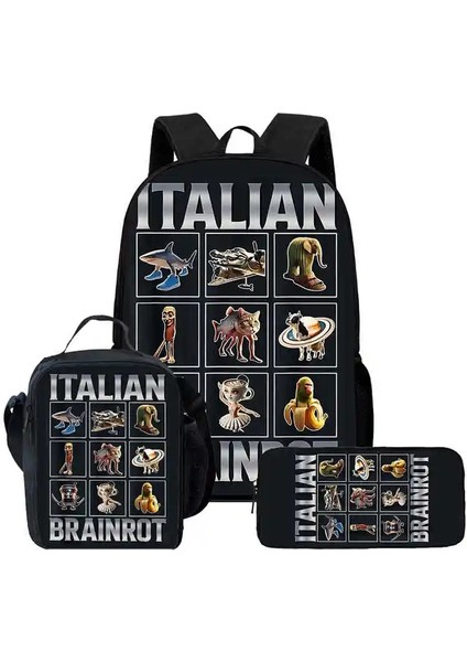 3 Adet Öğle Yemeği Çantaları, Kalem Çantaları, Karikatür Beyin Çürümesi Okul Çantaları ile Okul Sırt Çantası Seti Kızlar Için En Iyi Hediye: 3PCBR013 (Yurt Dışından)