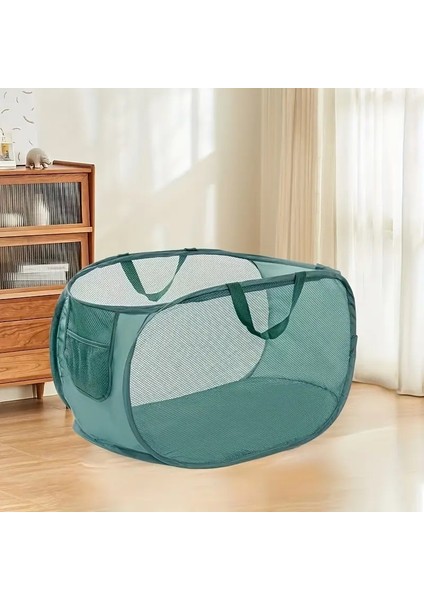 Birden Fazla Odada Kirli Giysiler Için Katlanabilir Çok Yönlü Depolama Torbası ile Ekstra Büyük Örgü Çamaşır I Çamaşır Sepetleri Renk: 1 Adet Yeşil (Yurt Dışından)