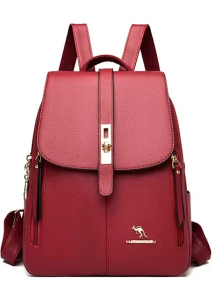 Kadınlar Büyük Kapasiteli Sırt Çantası Yüksek Kaliteli Deri Vintage Çantalar Kadınlar Için Okul Çantaları Seyahat Sırt Çantası Bayanlar Kitap Çantası Sırt Çantası Renk: Büyük Kırmızı (Yurt Dışından)