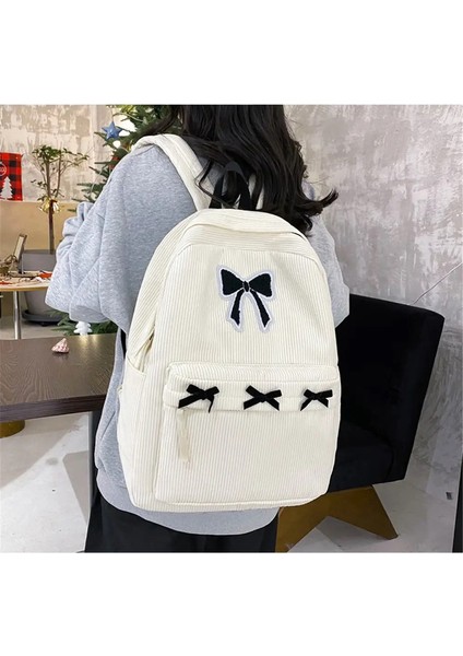 Sevimli Bowknot Estetik Sırt Çantaları Hafif Okul Bookbags Öğrenciler Kızlar Için Tatlı Sırtı Kadınları Kadınları Koleji Mochilas Renk: White-A (Yurt Dışından)