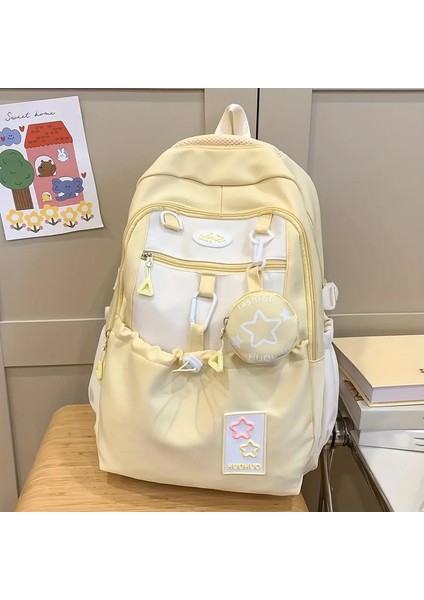 Ortaokul Kızları Için Sevimli ve Hafif Sırt Çantası, Okul Tarzı Sırt Çantası Rengi: Sarı (Yurt Dışından)