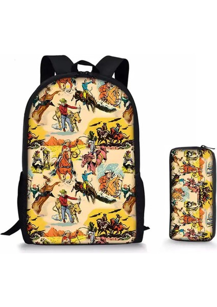 2 Adet Set Kovboy Desen Kalem Çantası, Erkek ve Kızlar Için Okul Çantaları En Iyi Hediyeler 3D Karikatür Okul Sırt Çantası Childrencolor Için: 6 (Yurt Dışından)