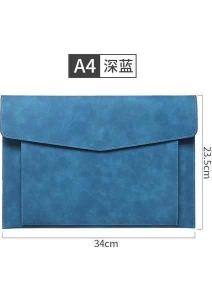 A4 Deri Belge Çanta Dosya Klasörü Büyük Kapasiteli Iş Çantası Su Geçirmez Dizüstü Bilgisayar Kılıfları Ofis Organizatör Rengi: Mavi (Yurt Dışından)