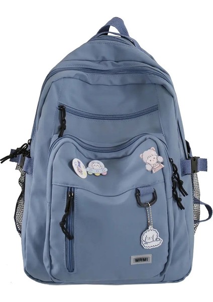 Yüksek Kapasiteli Üniversite Öğrenci Sırt Çantası Kadınlar Tuval Gençler Boş Zaman Çantası Unisex Rahat Sırt Çantaları Kızlar Için Moda Okul Çantaları Erkekler Renk: Mavi (Yurt Dışından)