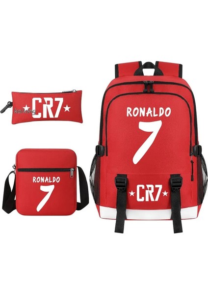 Yeni Cr7 Sırt Çantası 3 Pcs Kapasite Hafif Kapasite Okul Öğrencileri Schoolbag Junior Lise Leisure Kızları Omuz Çantası Rengi: Set (Yurt Dışından)