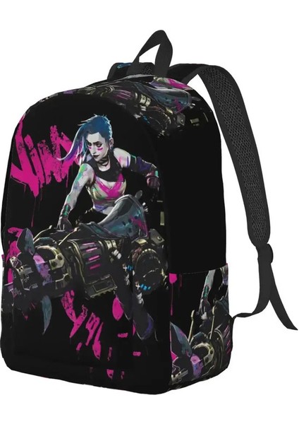 Arcane Anime Jinx Erkekler Için Serin Sırt Çantası Kadın Moda Öğrencisi Business Daypack College Tuval Çantalar Cep Rengi: 3/boyut: 50X42CM (Yurt Dışından)