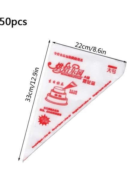 Pasta Dekorasyon Için Tek Kullanımlık Hamam Çantası Kalınlaştırılmış Pasta Çantası Fırıncalar Için Cupcake Cookie Tatlı Dekorasyon Aracı Büyük Renk: 50 Pcs Kırmızı (Yurt Dışından)