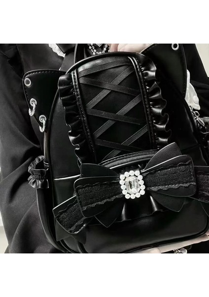 Japon Kadınlar Ita Çantalar Mochila Dantel Kedi Kedinin Kulak Okulu Çantası Sevimli Büyük Kapasite Mochilas Mujer Yeni Yay Öğrencisi Backpackcolor: Pembe Mor (Yurt Dışından)