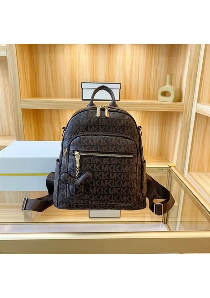 Kadın Moda Çok Fonksiyonlu Omuz Çantası Büyük Kapasiteli Okuma Çiçek Sırt Çantası Kız Işe Gidiş Retro Sırt Çantası Monogram Printcolor: Kahve (Yurt Dışından)