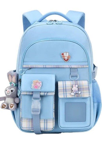 Büyük Kapasiteli Omurga Koruma Sırt Çantası Çoklu Cepli ve Asılı Aksesuarlarla Çocuk Sırt Çantası Açık Boş Zaman Çantası Renk: Mavi/boyut: 45X31CM (Yurt Dışından)