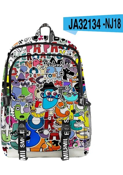 Klasik Popüler Alfabe Lore Öğrenci Okul Çantaları Unisex 3D Baskı Oxford Su Geçirmez Dizüstü Bilgisayar Çok Fonksiyon Seyahat Sırt Çantası: 4 (Yurt Dışından)