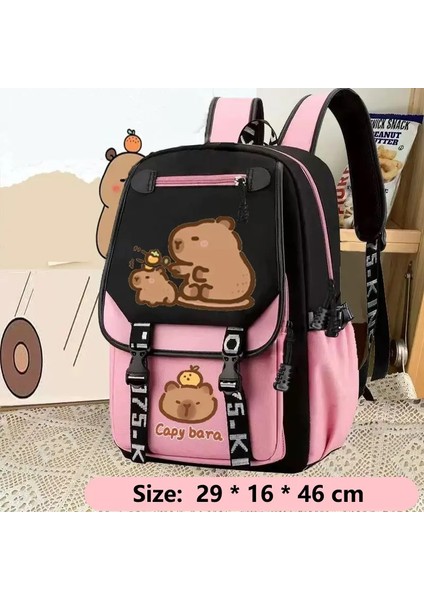 Kawaii Capya Omuz Çantası Büyük Kapasiteli Çizgi Film Gündelik Öğrenci Fermuar Okul Çantası Ayarlanabilir Omuz Askısı Kadın Sırt Çantaları Renk: A6 (Yurt Dışından)