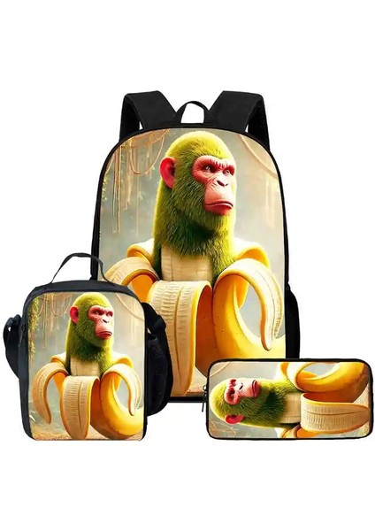 3 Adet Öğle Yemeği Çantaları, Kalem Çantaları, Karikatür Beyin Çürük Okul Çantaları ile Okul Sırt Çantası Set Erkek Kızlar Için En Iyi Hediye: 3PCBR005 (Yurt Dışından)