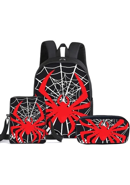 3 Adet Set Kırmızı Örümcek Messenger Çantası, Kalem Çantası, Erkek ve Kızlar Için Okul Çantaları En Iyi Hediyeler 3D Karikatür Okul Sırt Çantası Childrencolor Için: Brown (Yurt Dışından)