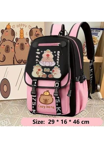 Kawaii Capya Omuz Çantası Büyük Kapasiteli Çizgi Film Gündelik Öğrenci Fermuar Okul Çantası Ayarlanabilir Omuz Askısı Kadın Sırt Çantaları Renk: A5 (Yurt Dışından)