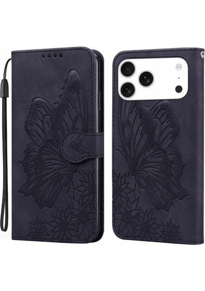 iPhone 17 Pro Için Kabartmalı Pu Kılıf (Yurt Dışından)