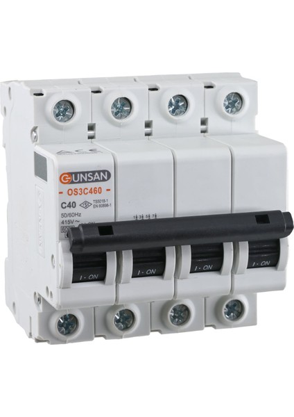 Günsan Otomatik Sigorta 4 Kutup 6kA C Tipi 40A OS3C460-40