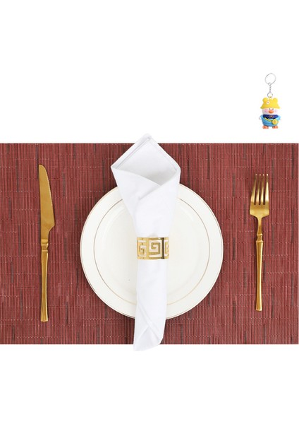 Pvc Bambu Deseni Luterslin Placemat, Üst Düzey Isı Yalıtım Paspası, Su Geçirmez ve Yağ Geçirmez Placemat, 6 Adet (Yurt Dışından)