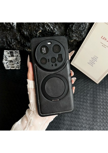 Xiaomi 15 Ultra Manyetik Kılıf Dana Dokulu Pu + Tpu + Pc Destekli Telefon Kılıfı (Yurt Dışından)