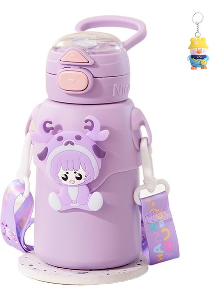 Sevimli Çocuk Termos Bardağı, Büyük Kapasiteli Öğrenci Okula Gitmek Için Özel Saman Bardağı, Bebek Taşınabilir Çift Içme Bardağı (Yurt Dışından)