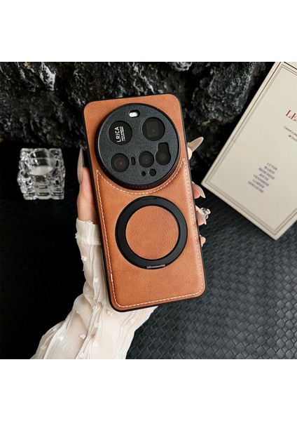 Xiaomi 15 Ultra Manyetik Kılıf Dana Dokulu Pu + Tpu + Pc Destekli Telefon Kılıfı (Yurt Dışından)