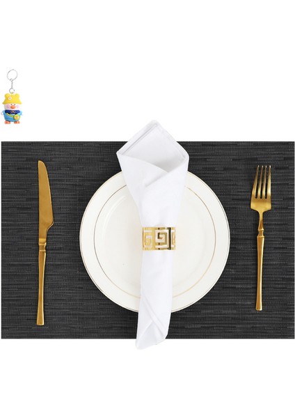 Pvc Bambu Deseni Luterslin Placemat, Üst Düzey Isı Yalıtım Paspası, Su Geçirmez ve Yağ Geçirmez Placemat, 6 Adet (Yurt Dışından)