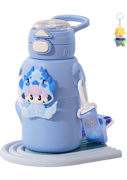 Sevimli Çocuk Termos Bardağı, Büyük Kapasiteli Öğrenci Okula Gitmek Için Özel Saman Bardağı, Bebek Taşınabilir Çift Içme Bardağı (Yurt Dışından)