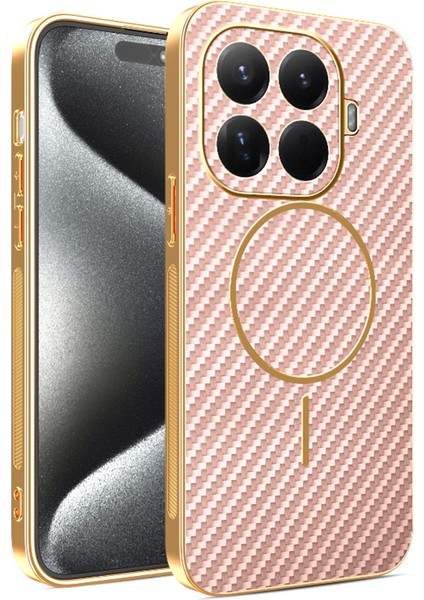 Xiaomi 15T Pro Telefon Kılıfı Karbon Fiber Dokulu Elektrokaplamalı TPU Arka Kapak (Yurt Dışından)