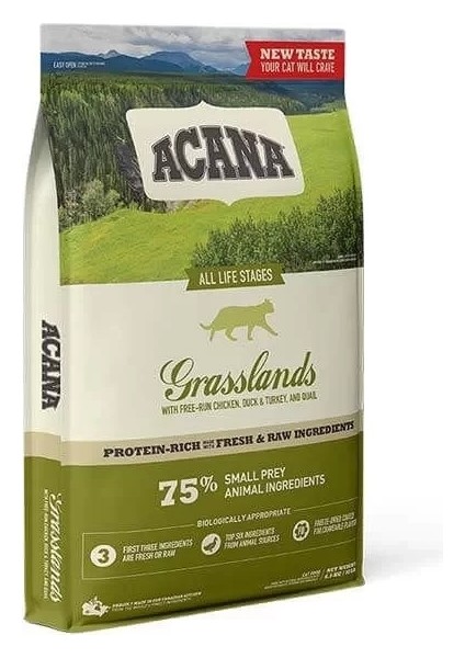 Acana Grasslands Tahılsız Tavuk Ördek ve Sebzeli Yetişkin Kedi Maması 1.8 kg