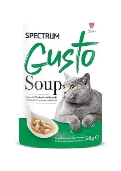 Spectrum Gusto Soup Ton Balıklı Uskumrulu ve Brokolili Kedi Çorbası 50 gr