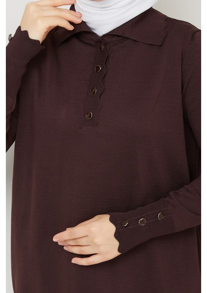 Kadın Taş Detaylı Merserize Triko Tunik -PMK462 indirimleri