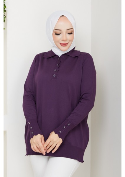 Kadın Taş Detaylı Merserize Triko Tunik -PMK462 fırsatları