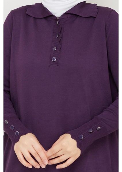 Kadın Taş Detaylı Merserize Triko Tunik -PMK462 indirimleri